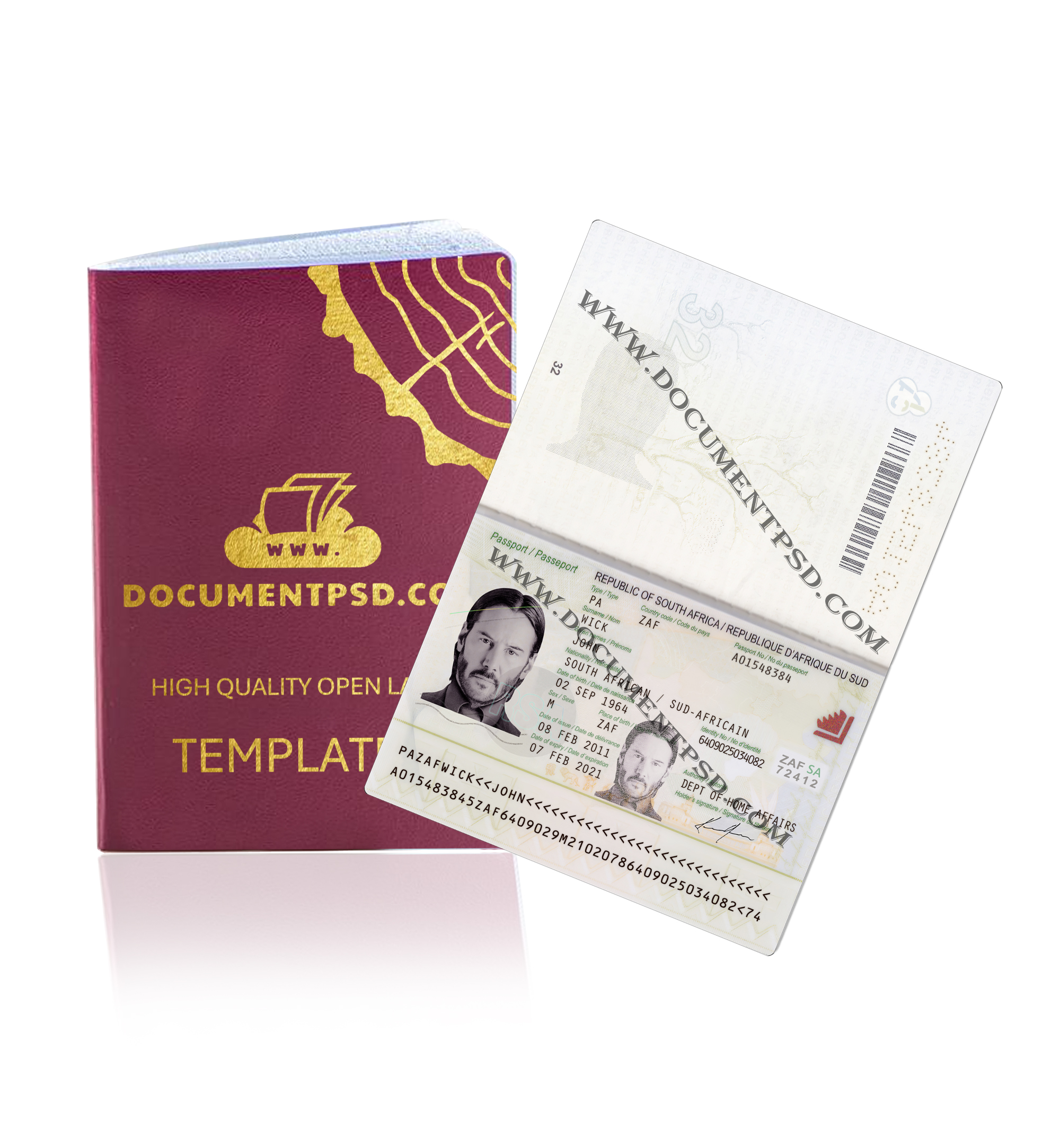 South Afrika Passport PSD Template