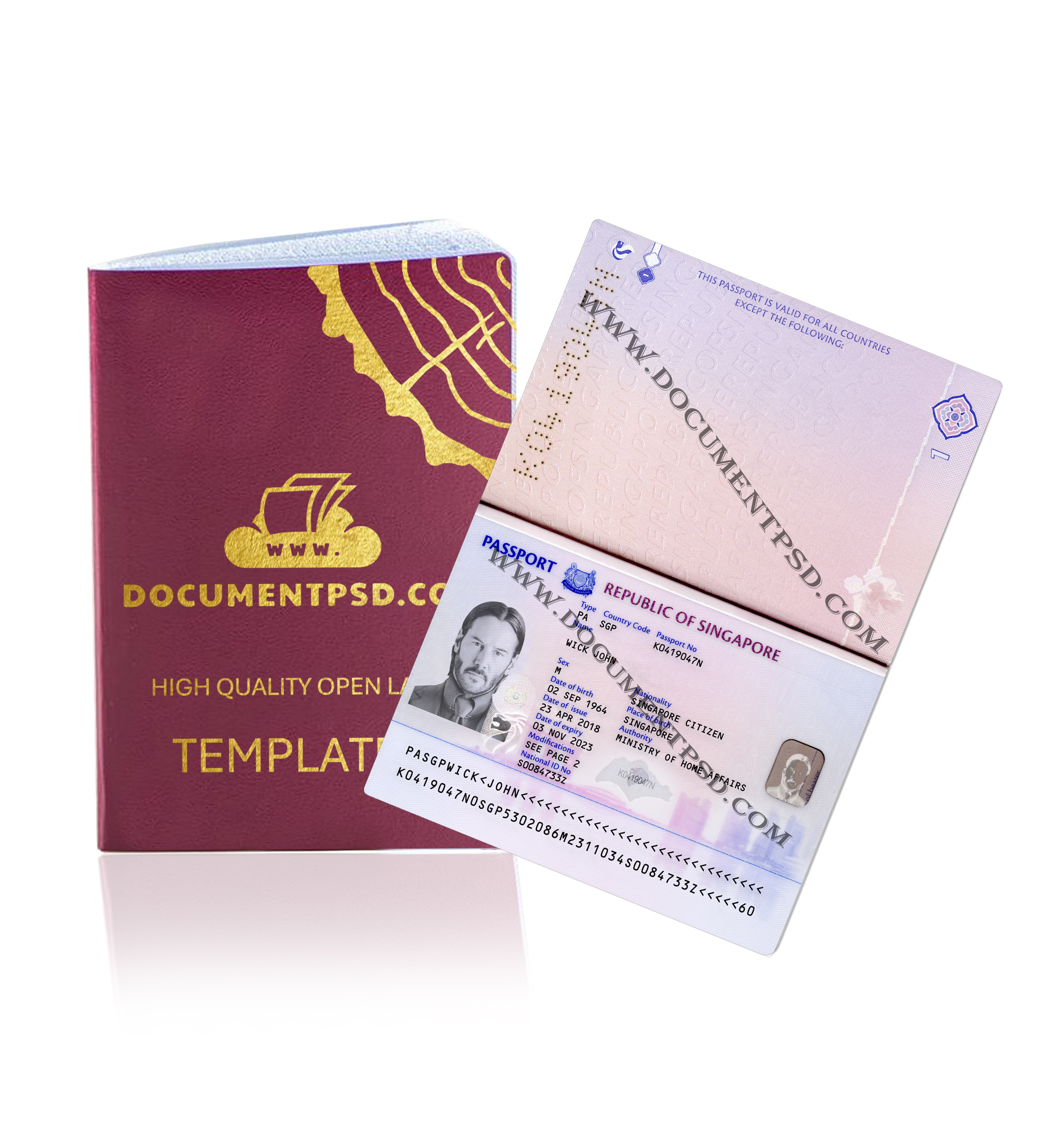 Singapore Passport PSD Template