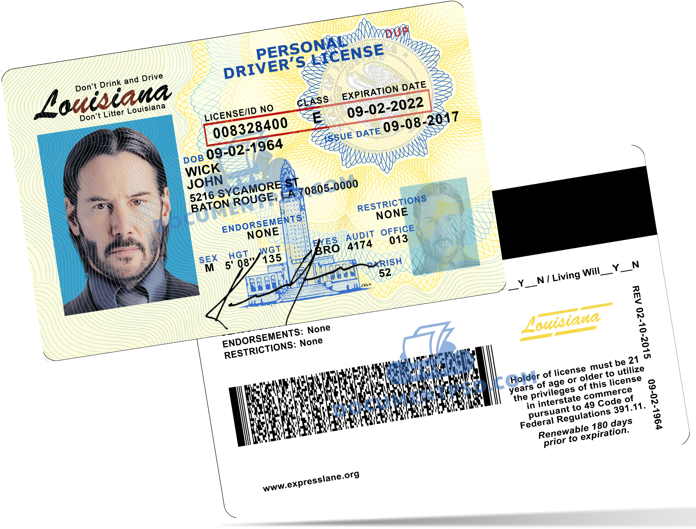 Lousiana Driver License PSD Template