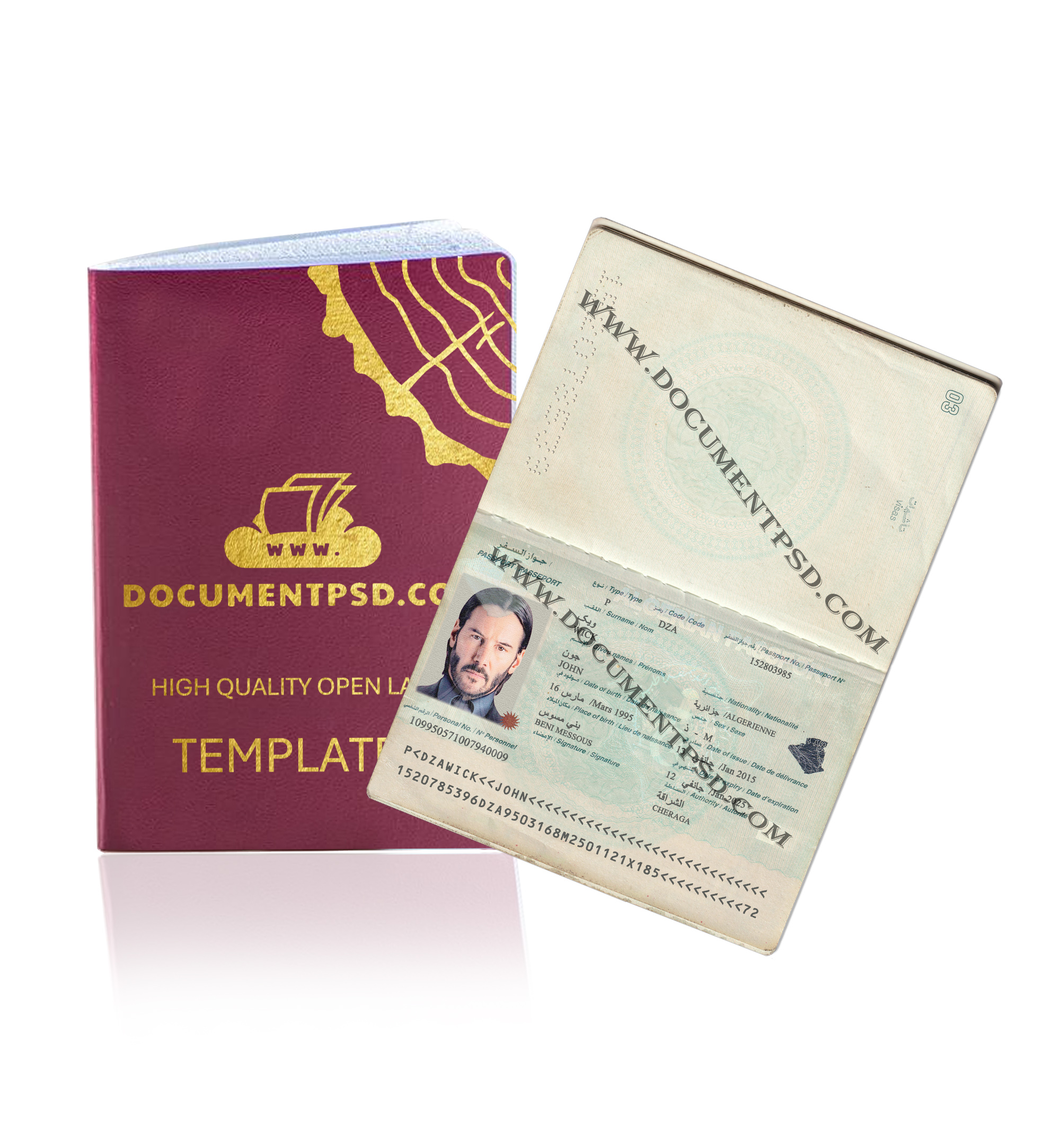 Algeria Passport PSD Template