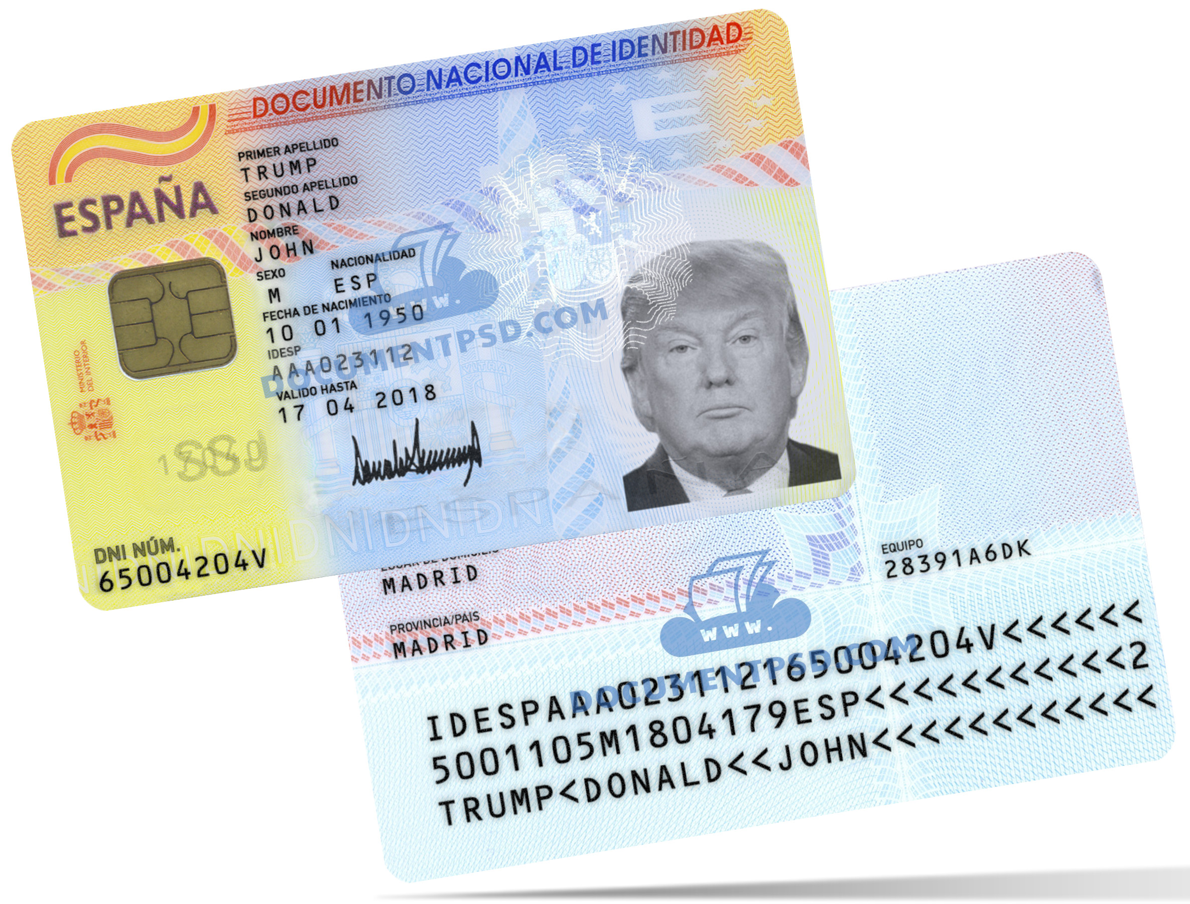 Spain ID CARD 2006 PSD Template