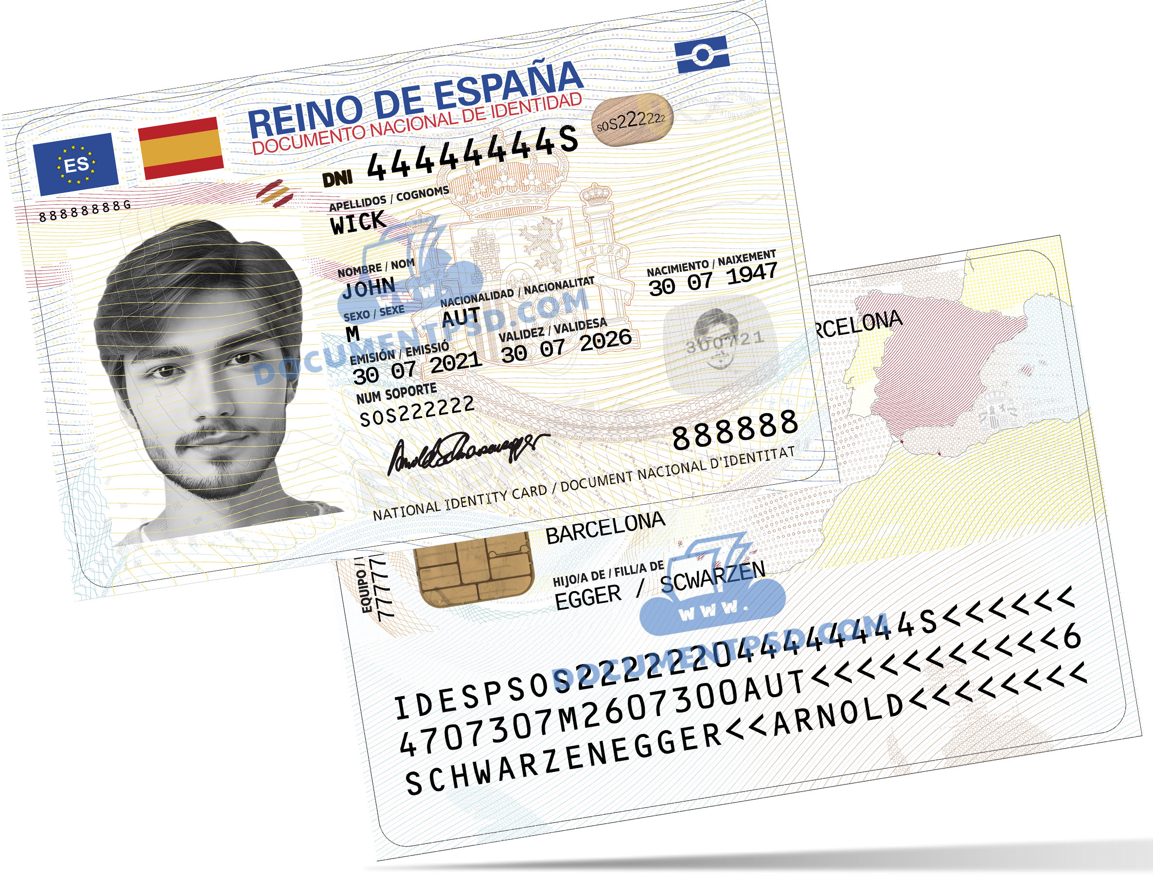 Spain ID Card NEW 2021 vector quality PSD Template