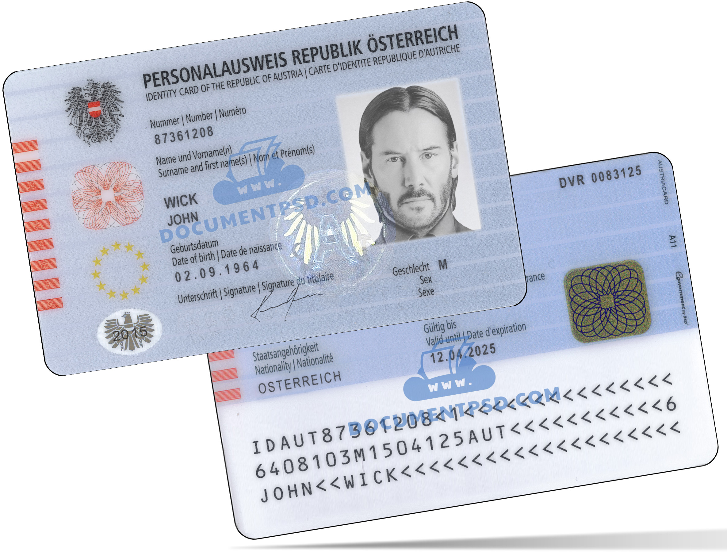 Austria ID Card 2010 PSD Template