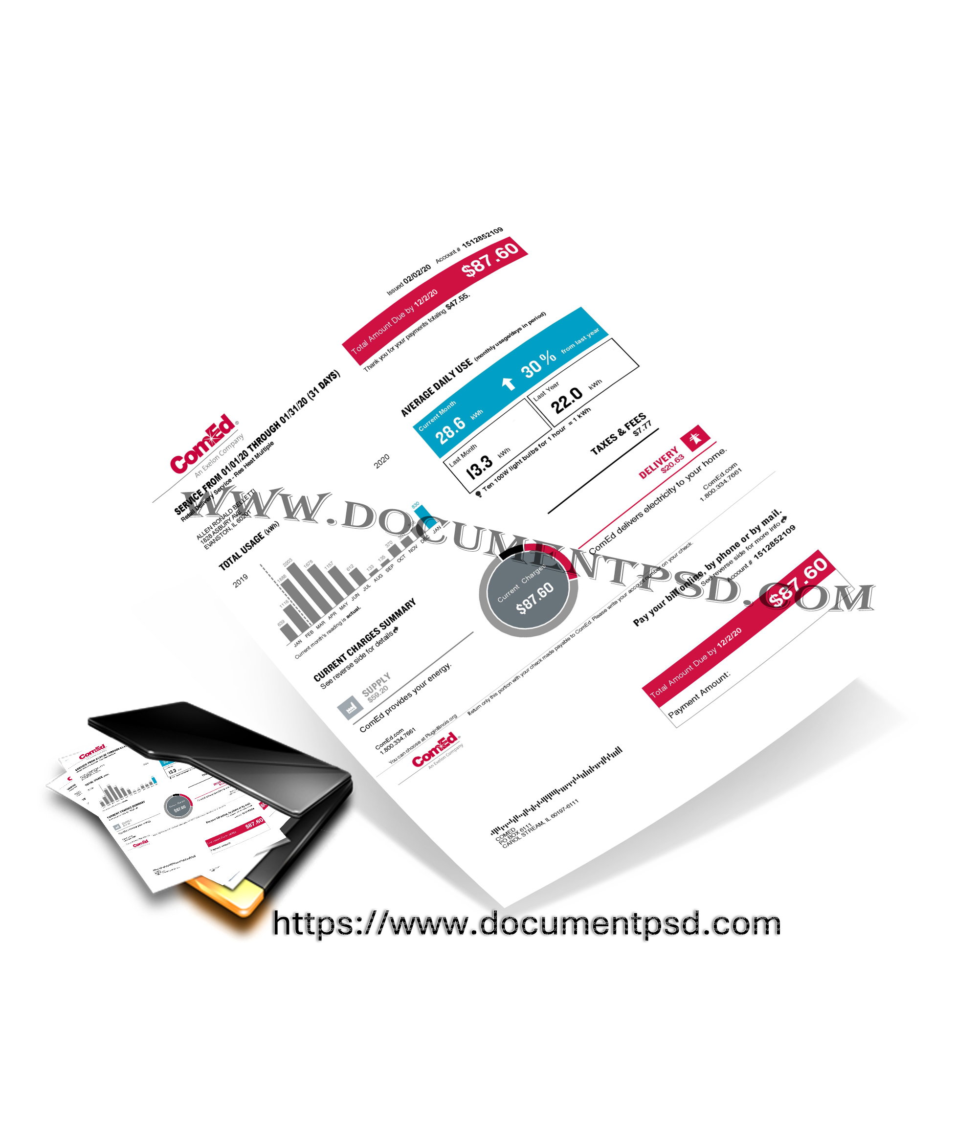 ComEd electricity bill United States PSD Template