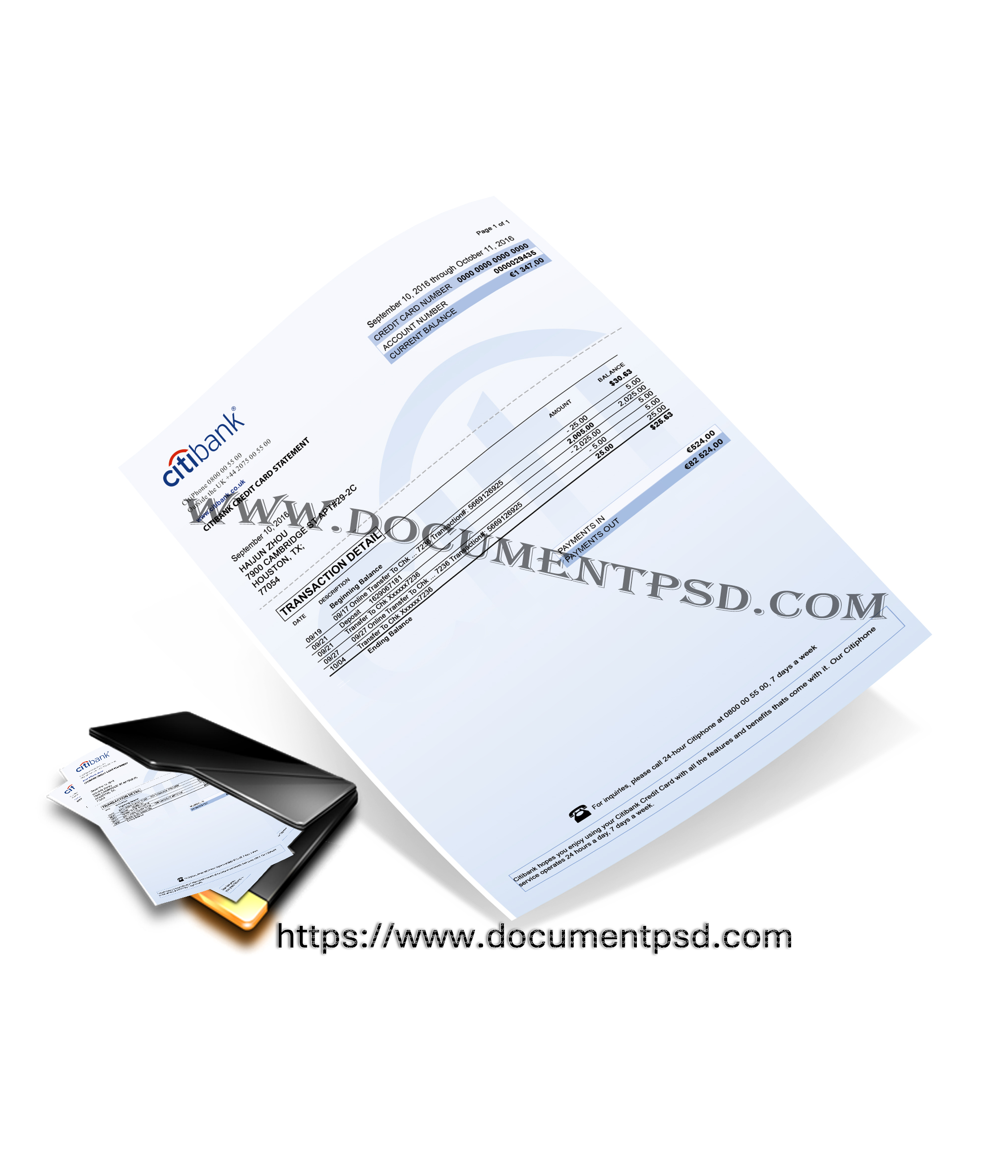 Citibank Europe plc PSD Template UK