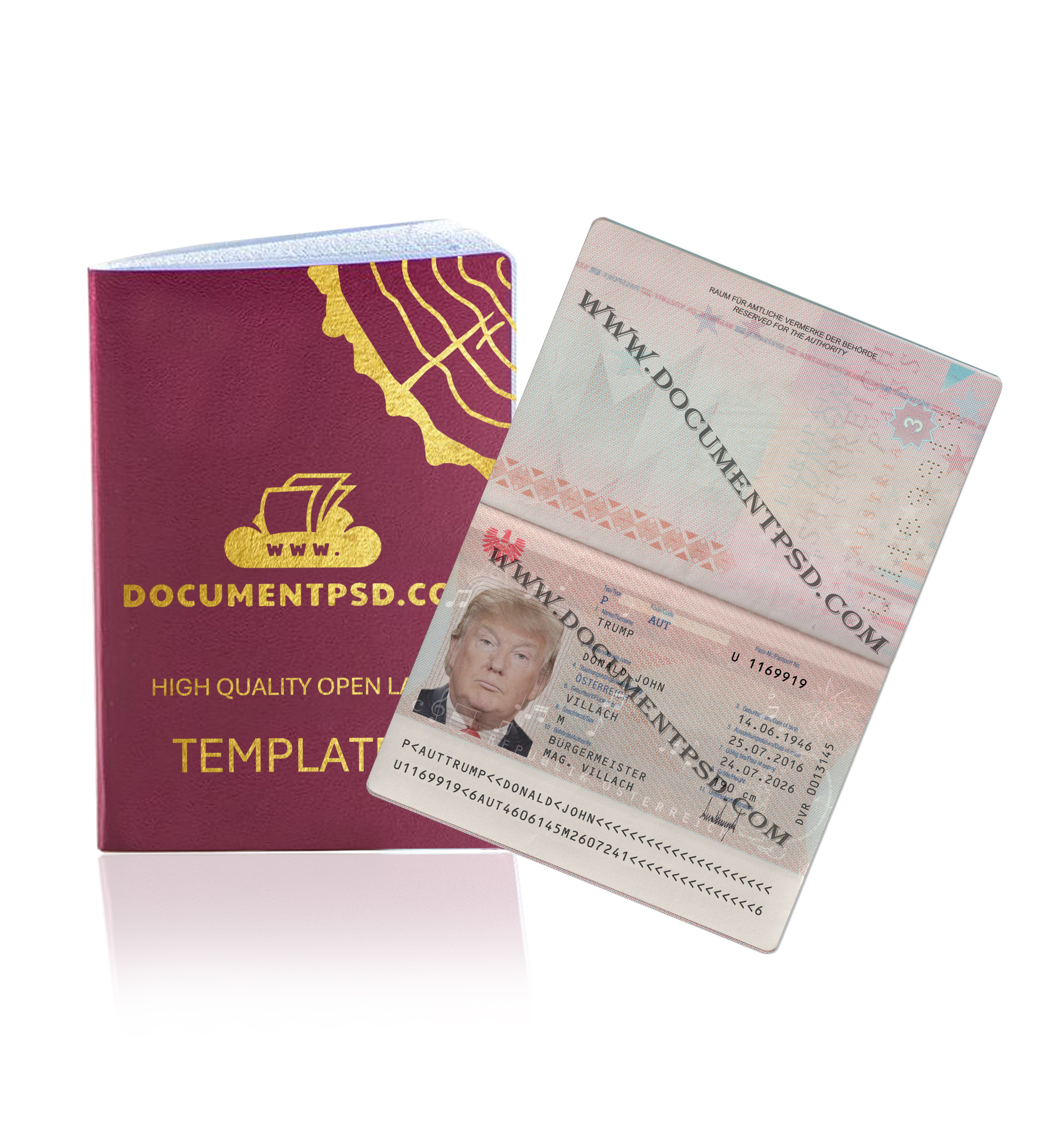 Austria Passport PSD Template