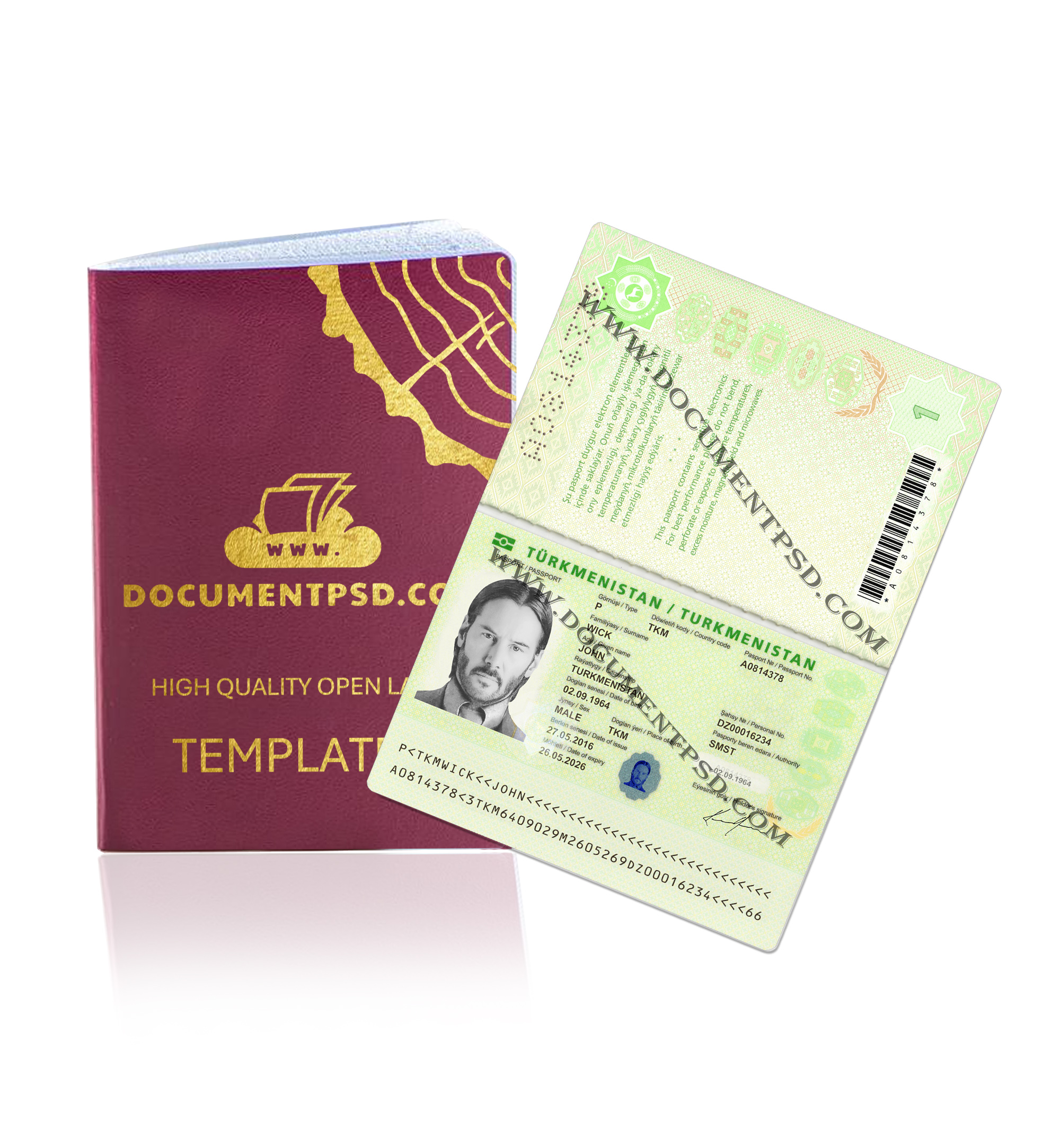 Turkmenistan Passport PSD Template