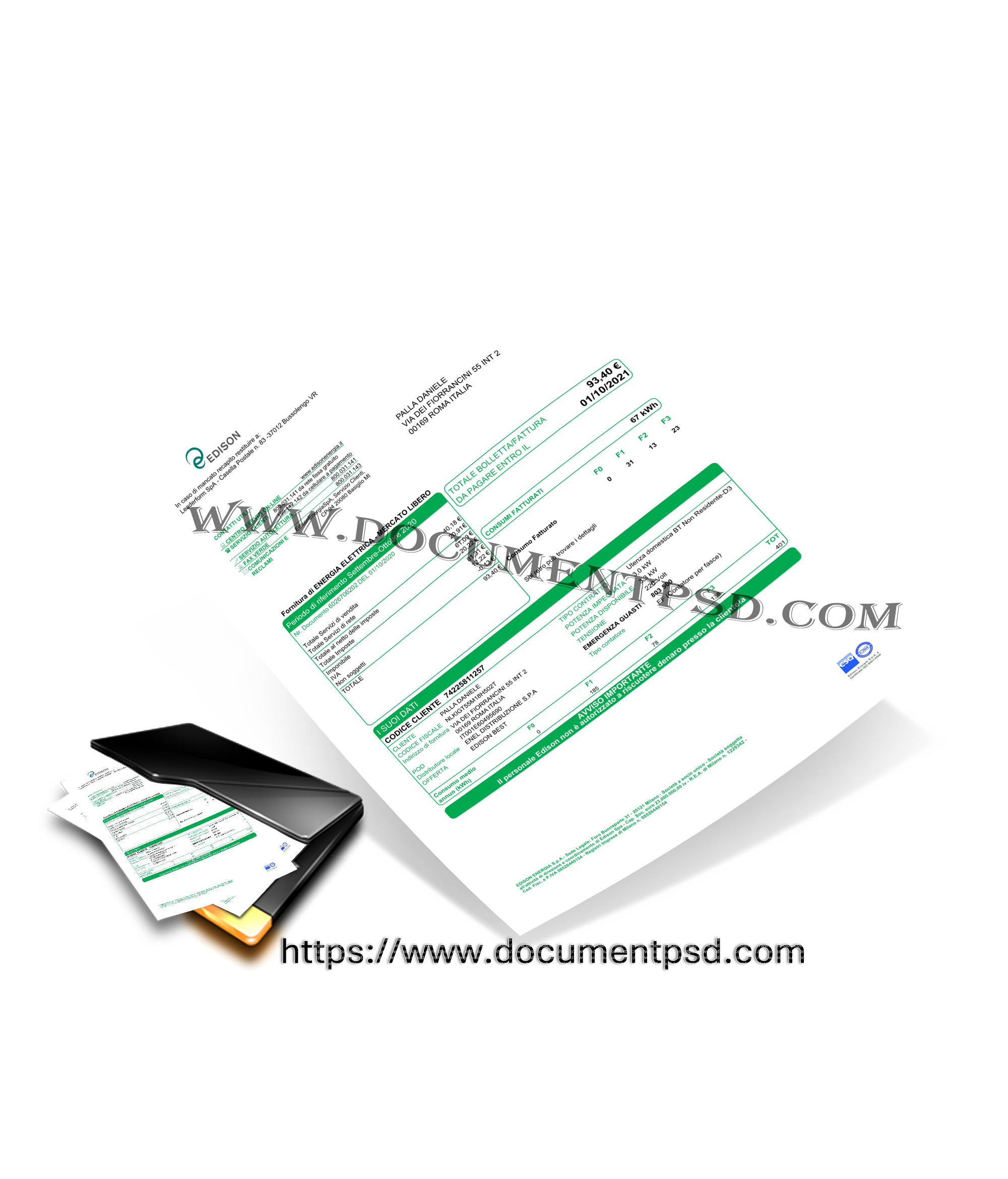 Edison Electricity Invoice PSD Template