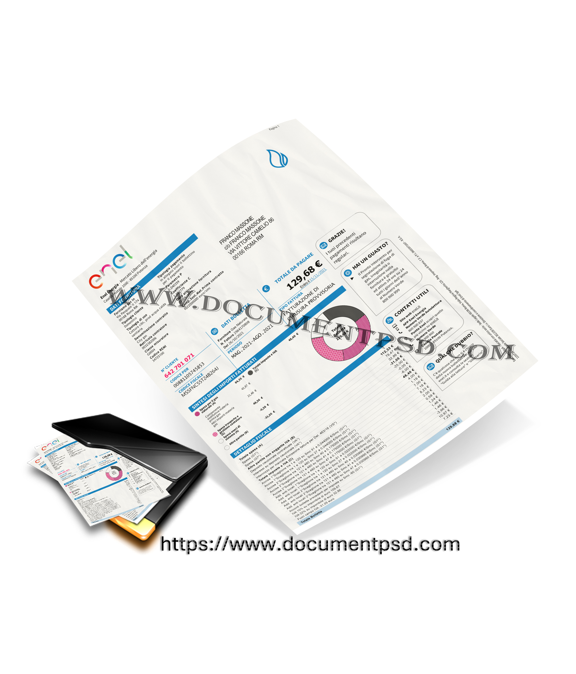 Enel Energia Gas Invoice PSD Template