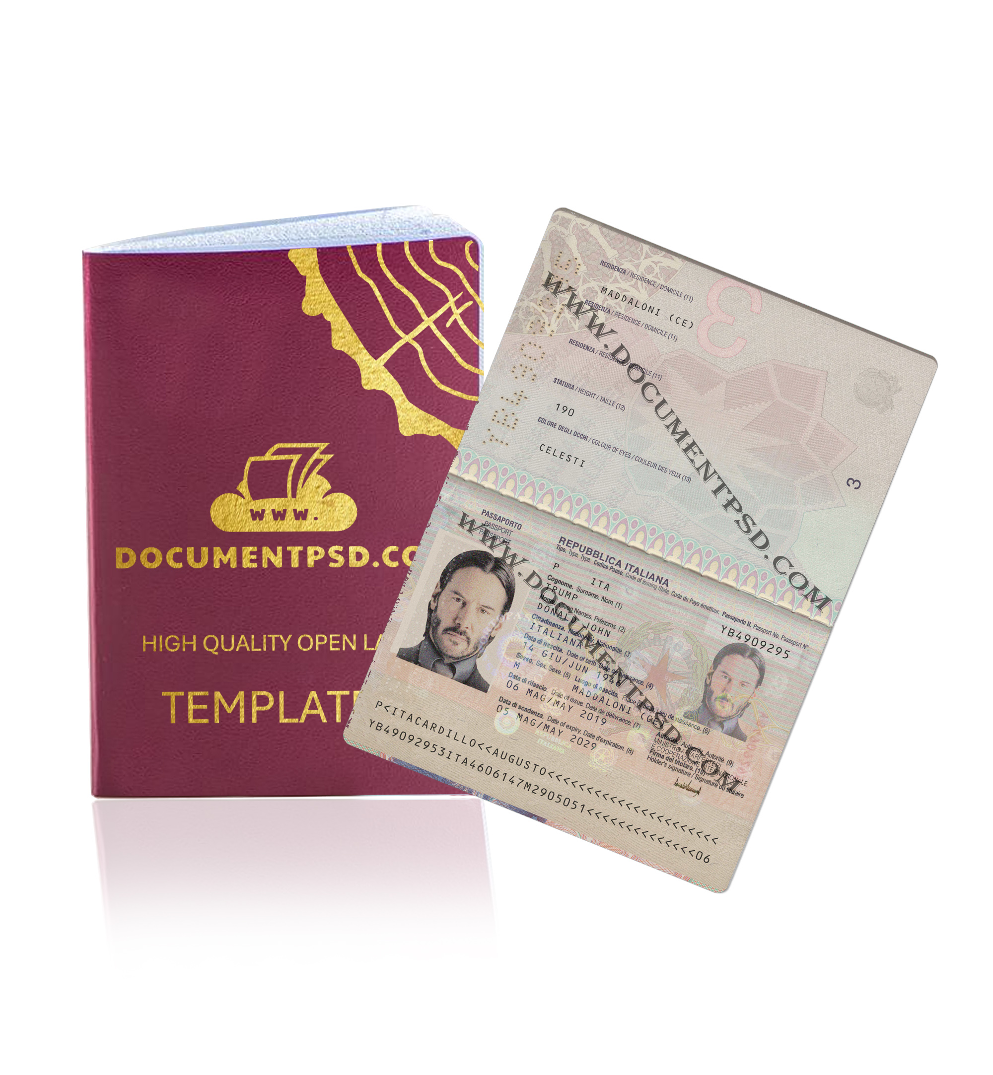 Italy Passport PSD Template