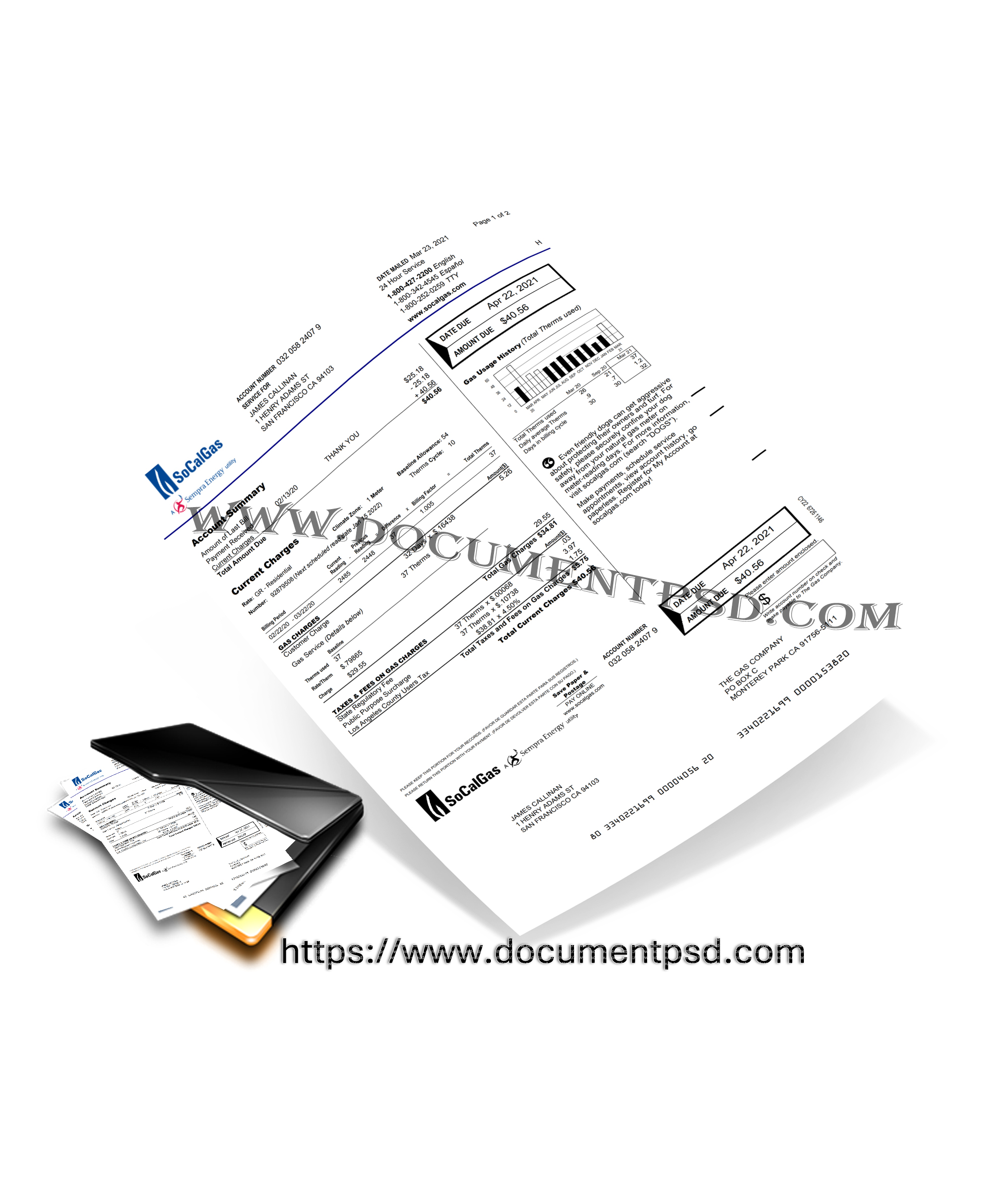 California SoCalGas Bill Template