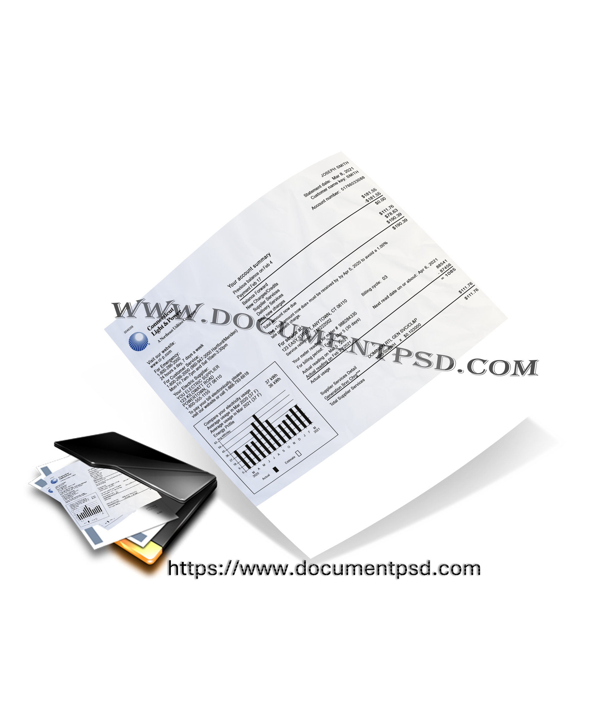 Connecticut Light&Power United States  Bill Template