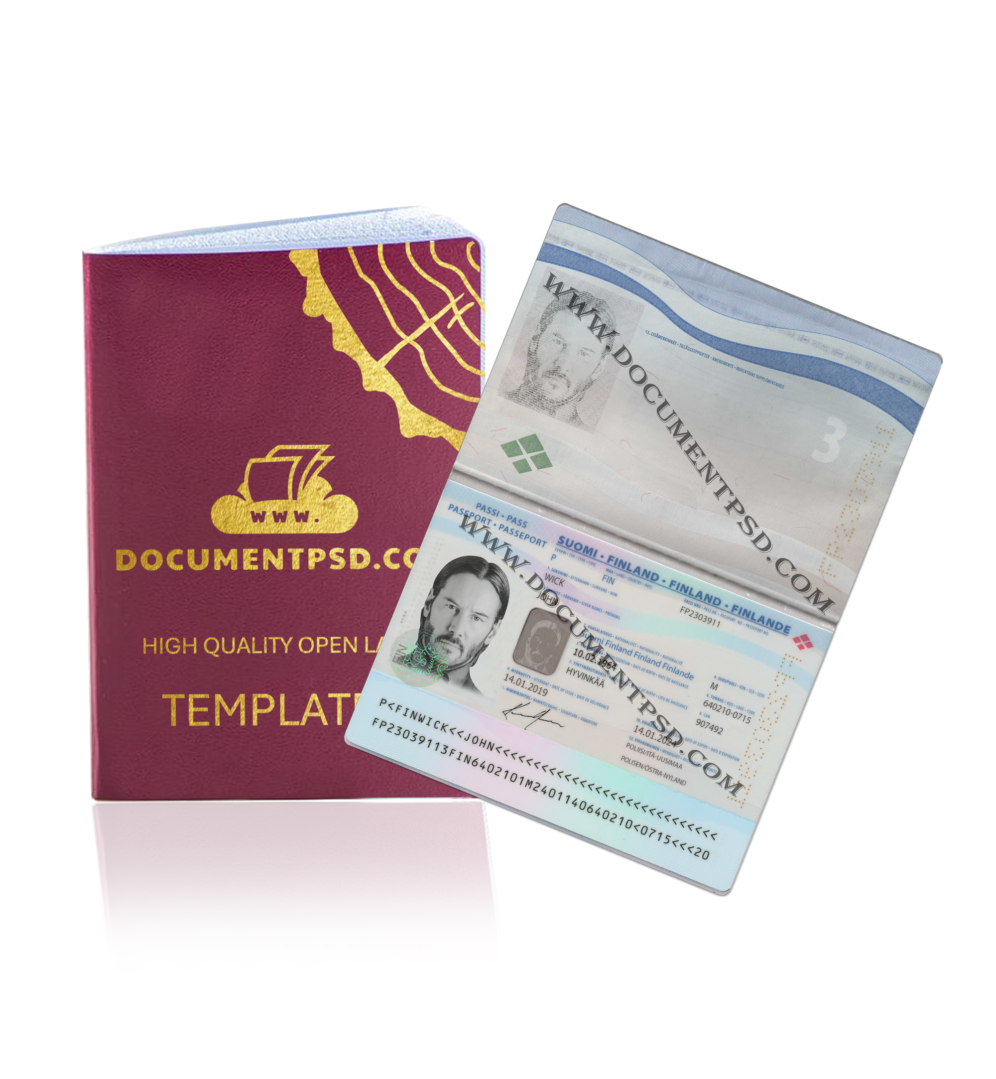 Finland Passport PSD Template