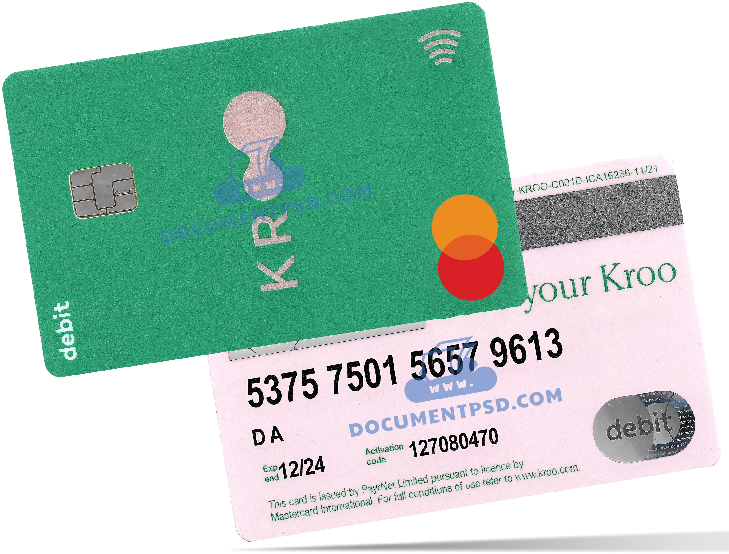 Kroo Debit Mastercard United Kingdom PSD Template