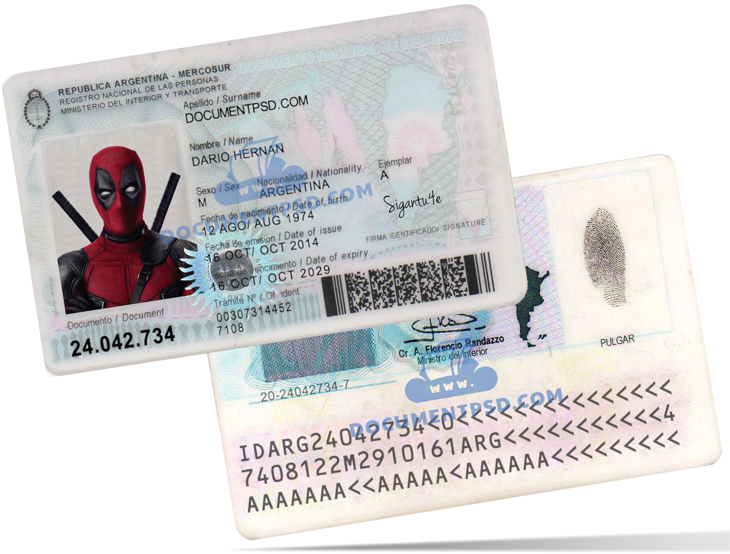 Argentina ID PSD Template