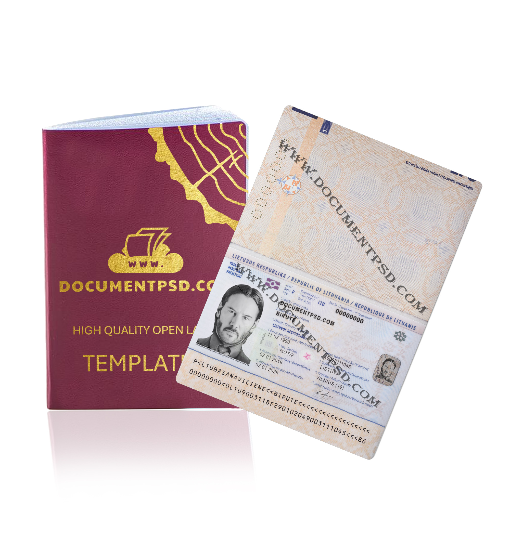 Lithuania Passport NEW PSD Template
