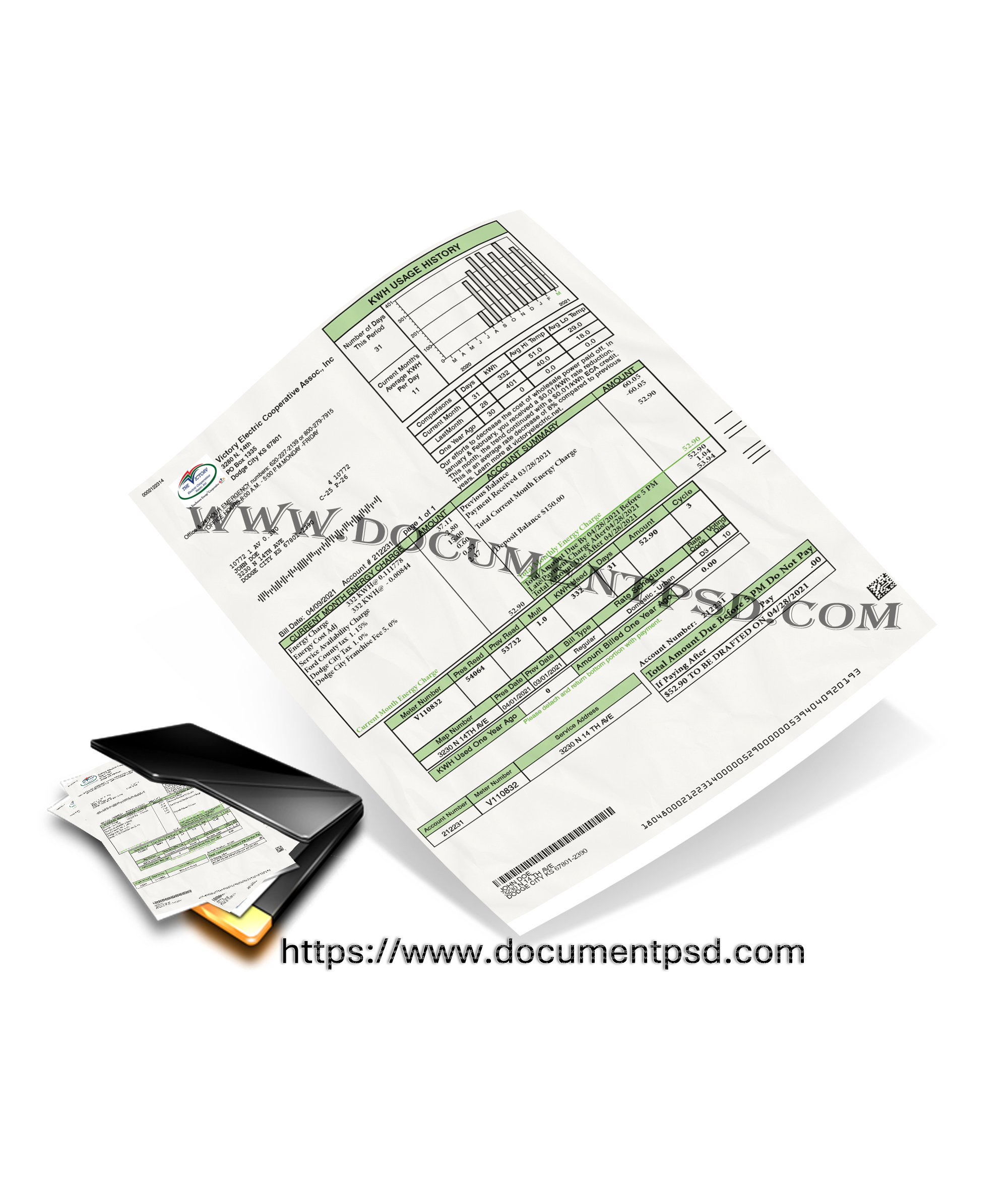Victory Electric Cooperative Association Bill United States PSD Template
